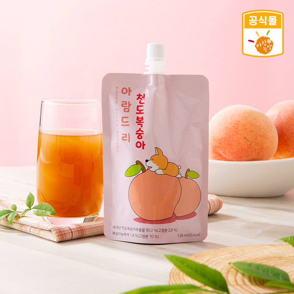 아람농장 아람드리 천도복숭아 주스 138ml 10팩