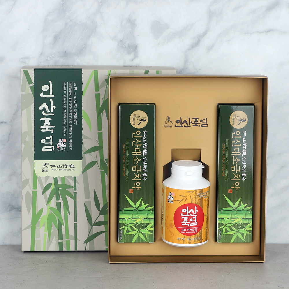 인산죽염 3회 죽염 치약 선물세트 [분말 300g 치약 2개]