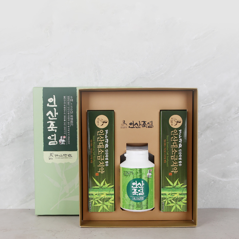 인산죽염 1회 죽염 치약 선물세트 [분말 300g 치약 2개]