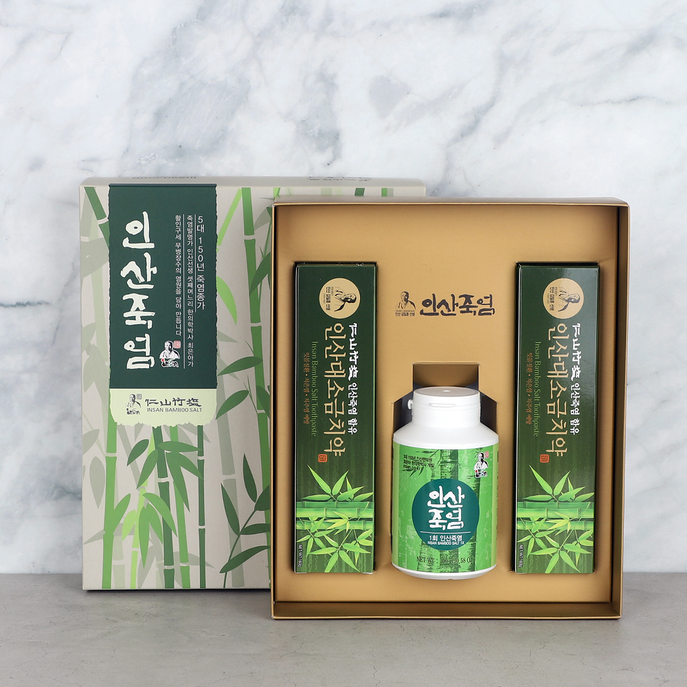 인산죽염 1회 죽염 치약 선물세트 [분말 300g 치약 2개]