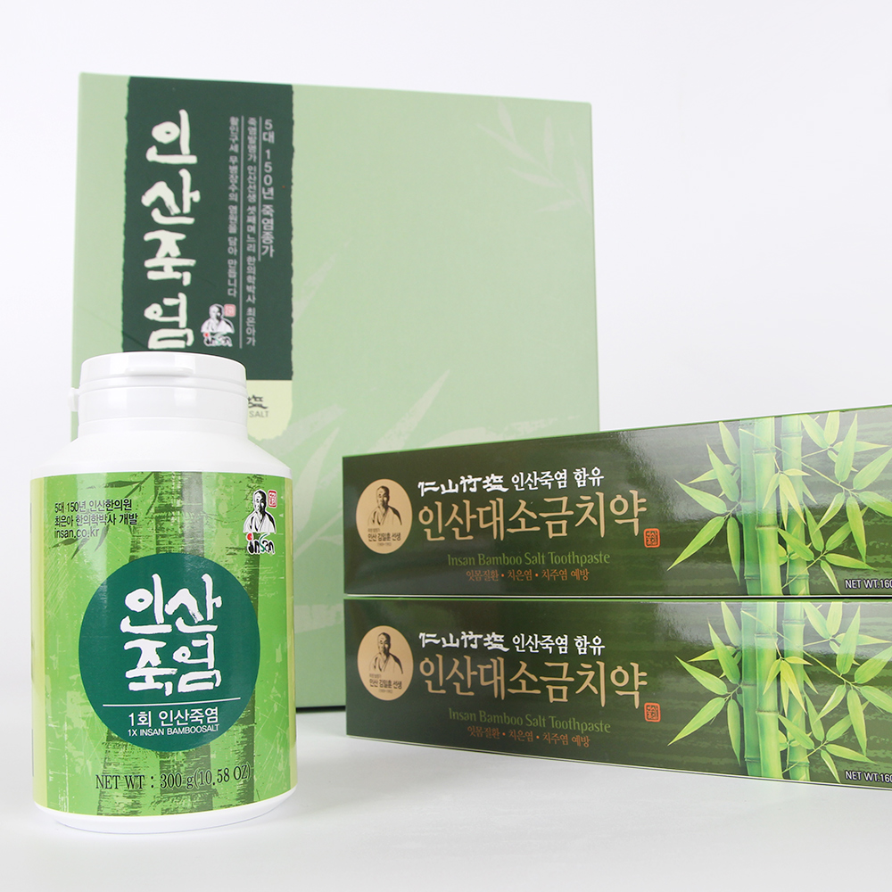 인산죽염 1회 죽염 치약 선물세트 [분말 300g 치약 2개]