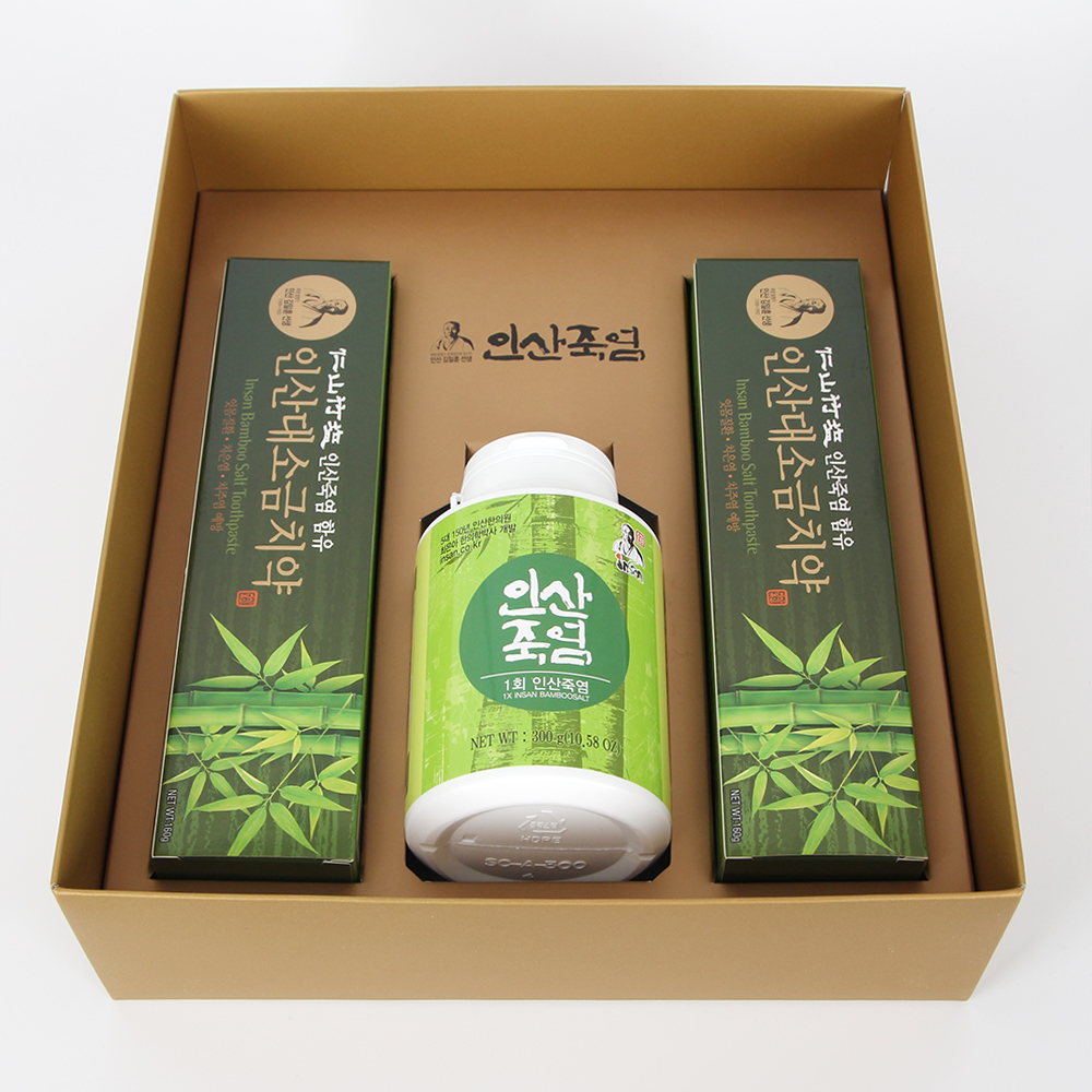 인산죽염 1회 죽염 치약 선물세트 [분말 300g 치약 2개]