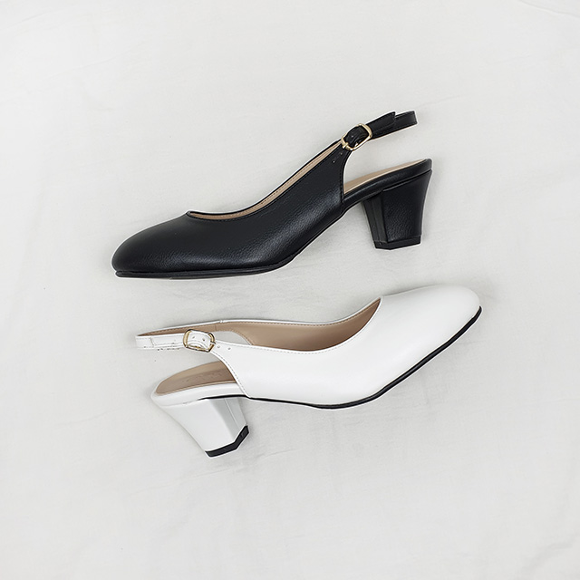 르멜 국산 민자 키높이 빅사이즈 통굽 미들힐 슬링백 6cm