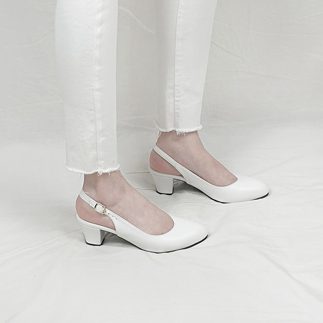 르멜 국산 민자 키높이 빅사이즈 통굽 미들힐 슬링백 6cm