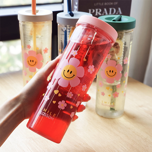 스마일 데이지 차망 BPA Free 소재 보틀 텀블러 550ml (그린/아이보리/핑크)