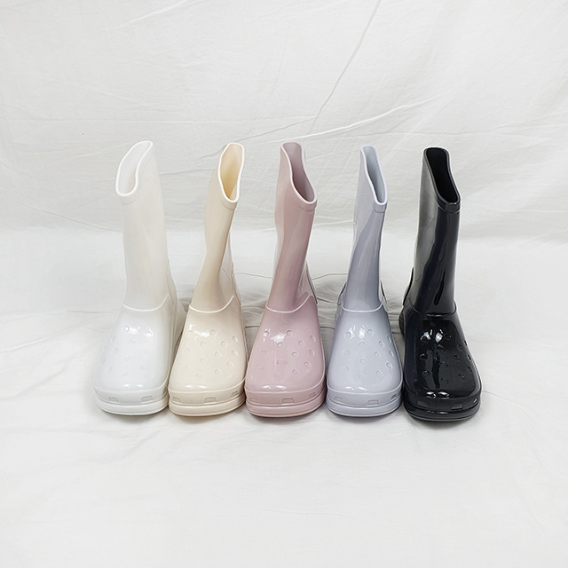 디엘 유광 미들 키높이 장화 통굽 레인부츠 4cm