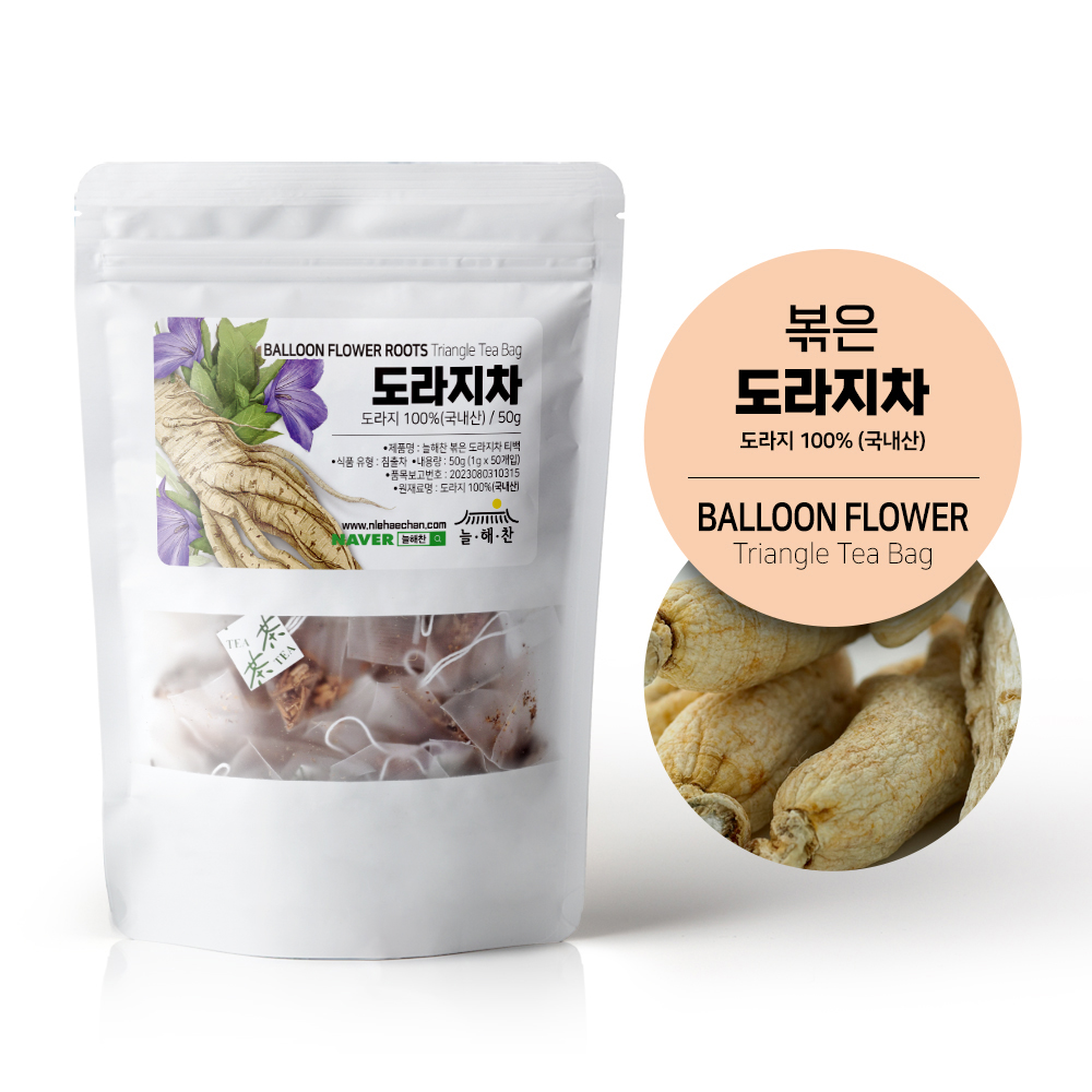 늘해찬 국내산 볶은 도라지차 삼각티백(1g x 50티백)