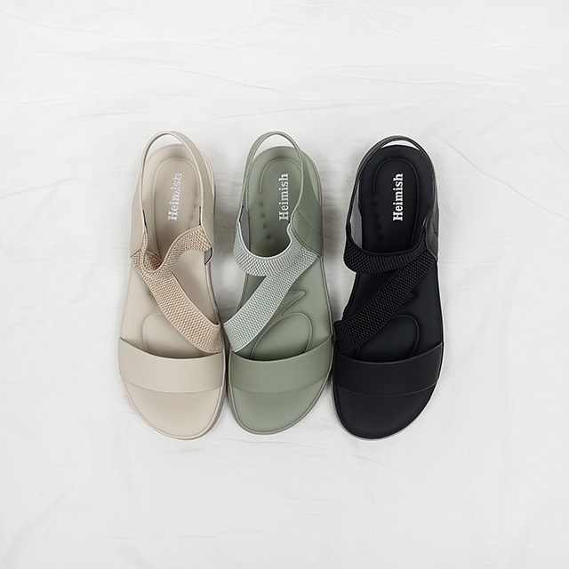 라트 가벼운 빅사이즈 키높이 밴딩 스트랩 쿠션 웨지 샌들 4cm