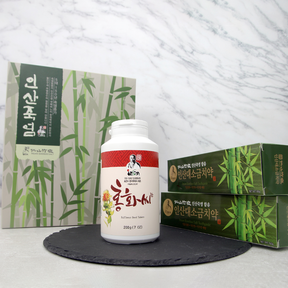 인산죽염 홍화씨환 치약 선물세트 [200g+치약 2개]