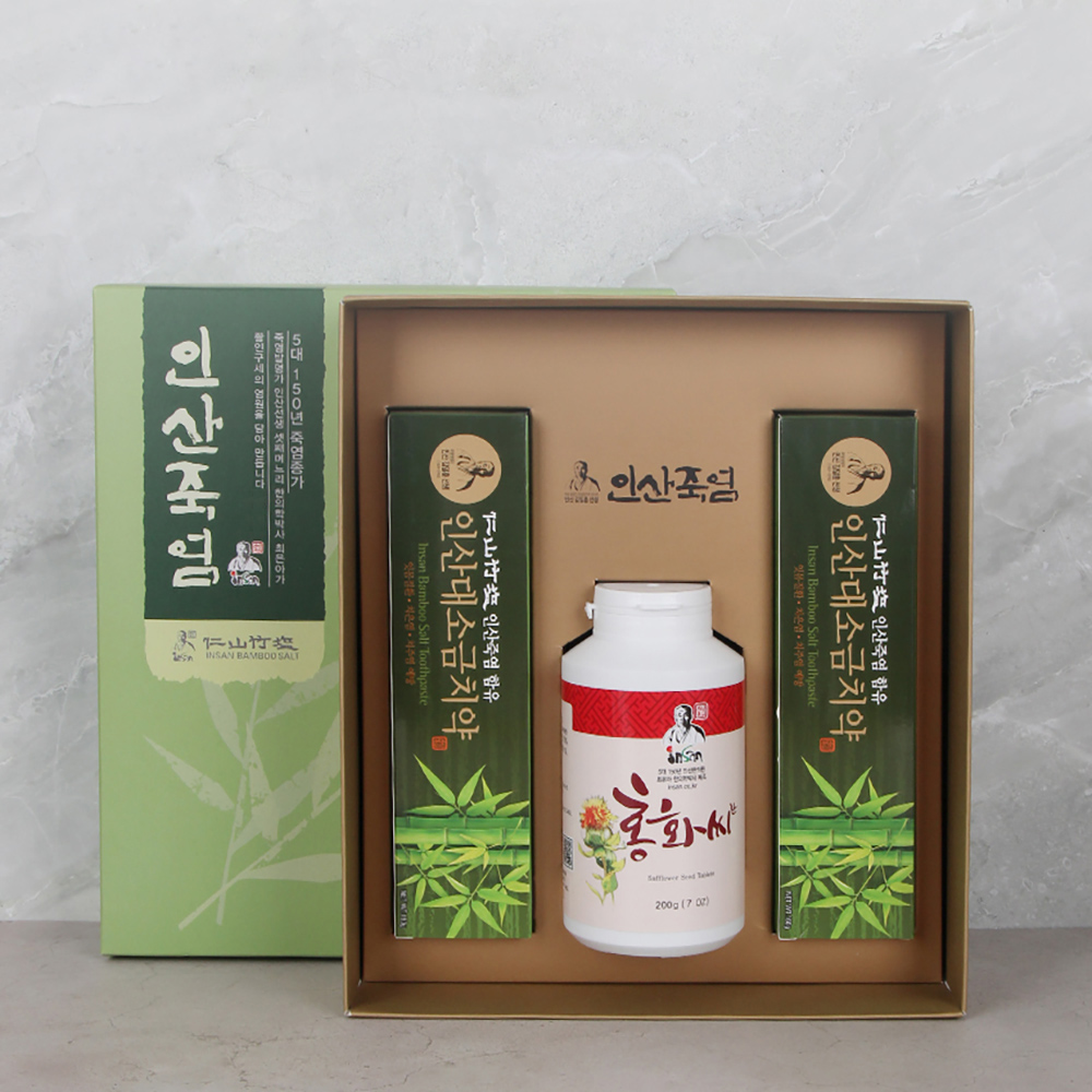 인산죽염 홍화씨환 치약 선물세트 [200g+치약 2개]