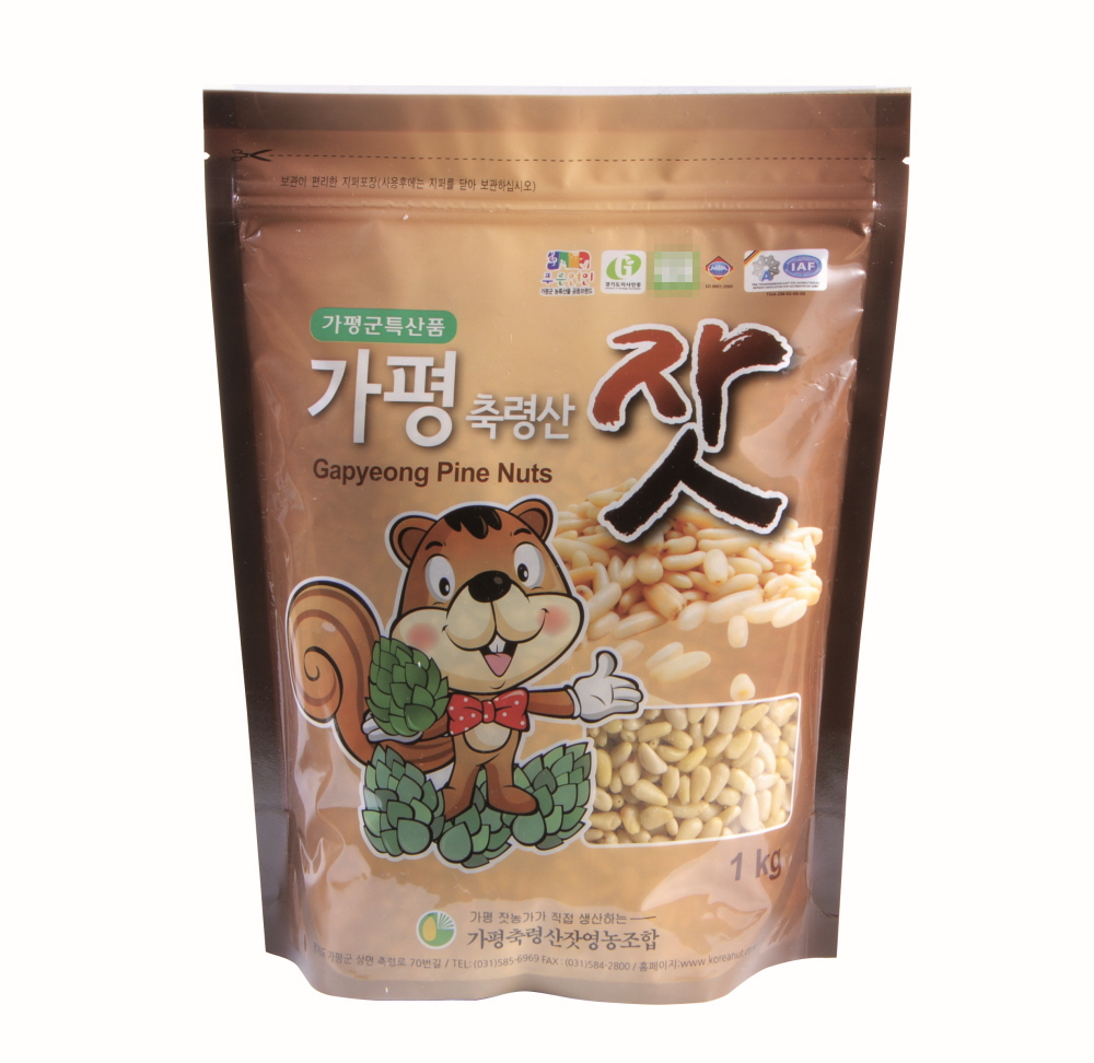 [가평군축령산잣영농조합]유기농인증 가평잣 황잣, 백잣 봉지 1kg