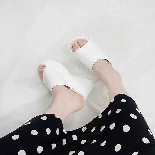 따베 국산 가보시 웨딩 한복 통굽 키높이 슬리퍼 10cm