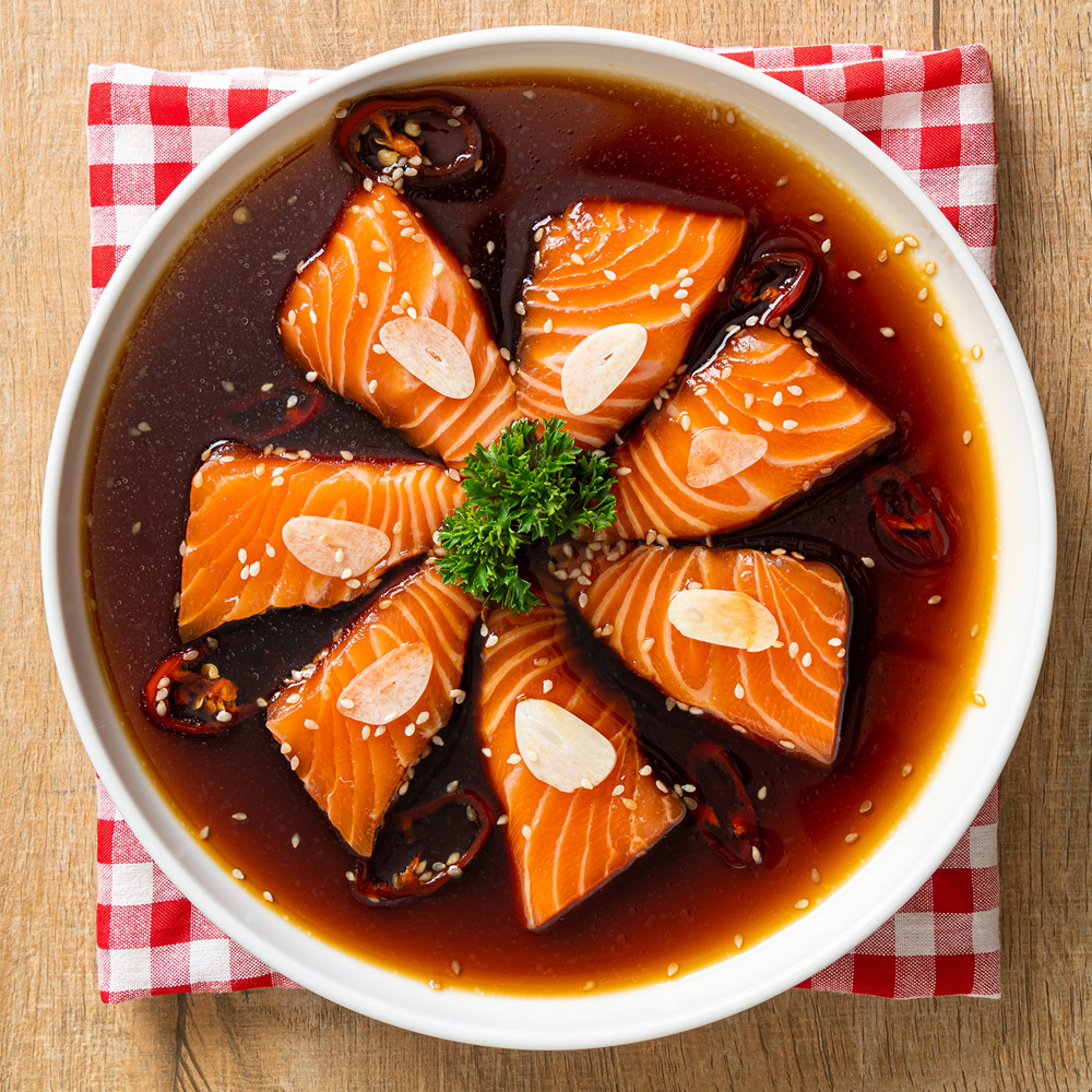 믿음게장 간장에 푹 빠진 생 연어장 1kg (500g x 2팩)