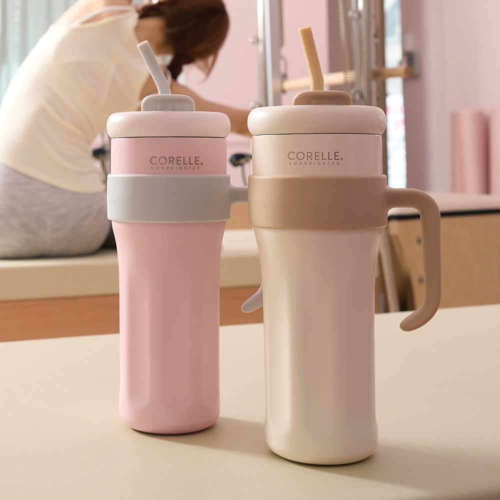 코렐 코디네이츠 더블 벤티 1,250ml 텀블러 + 스텐빨대 크림/핑크
