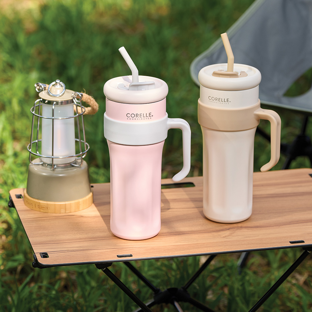 코렐 코디네이츠 더블 벤티 1,250ml 텀블러 + 스텐빨대 크림/핑크