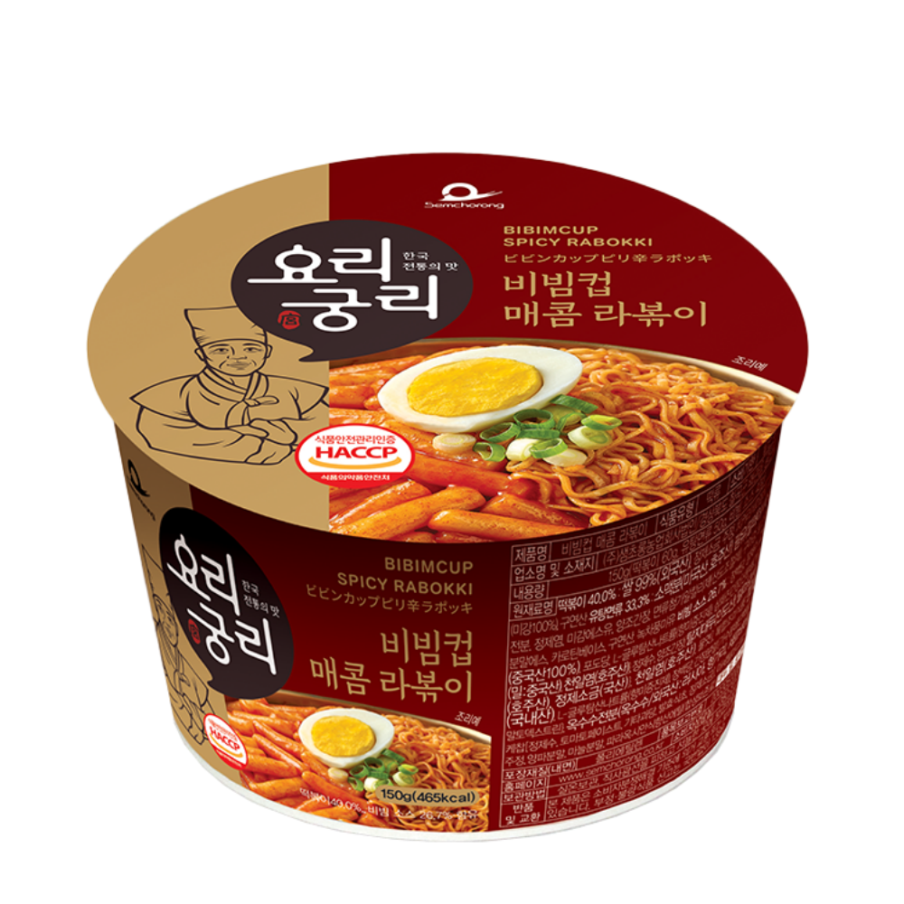 (오직미)큰컵 비빔라볶이 150g x12개입 1박 스 4가지맛 샘초롱 요리궁리