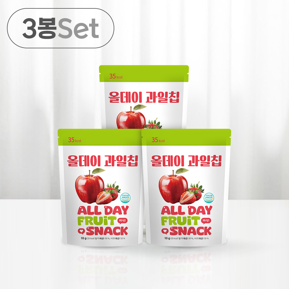 퓨어잇 올데이 동결건조 과일칩 사과딸기칩 3봉세트 과일100% 대표이미지 섬네일