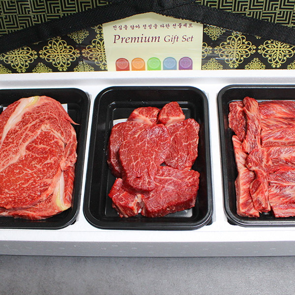 [한성가횡성한우]정품 횡성한우 원뿔등급 명작세트 18호 1kg(등심 200g,안심 200g,갈비살 200g,특수부위 200g,국거리용 200g)