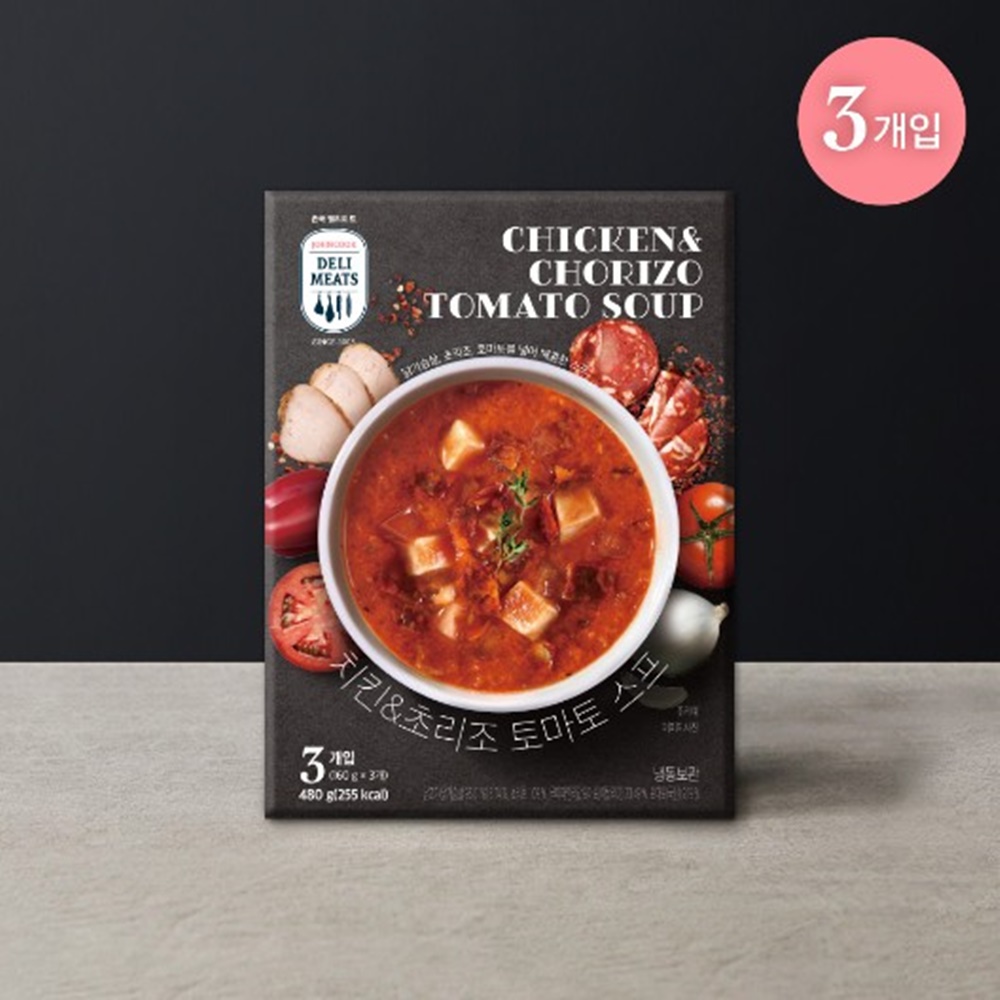 [존쿡델리미트] 치킨&초리조 토마토 스프(160g*3)