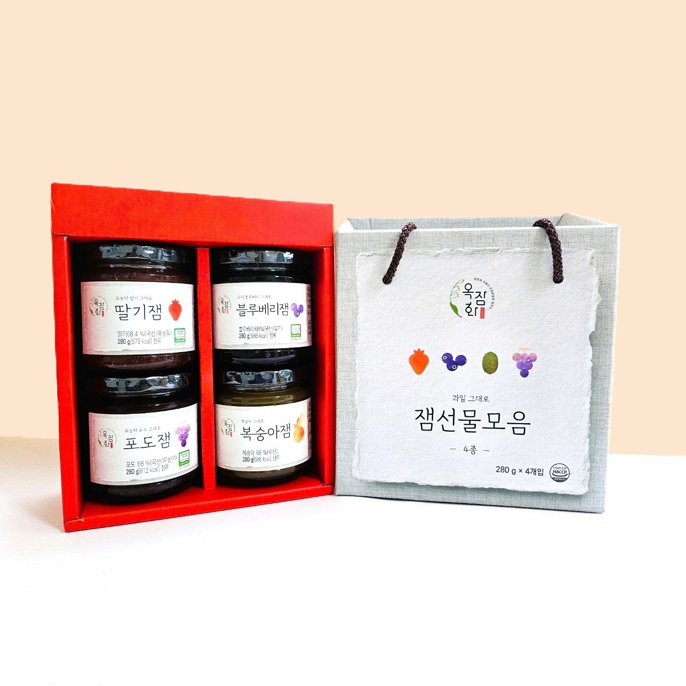 옥잠화 과일 그대로 과일잼 4종 선물모음 (280g*4개입)