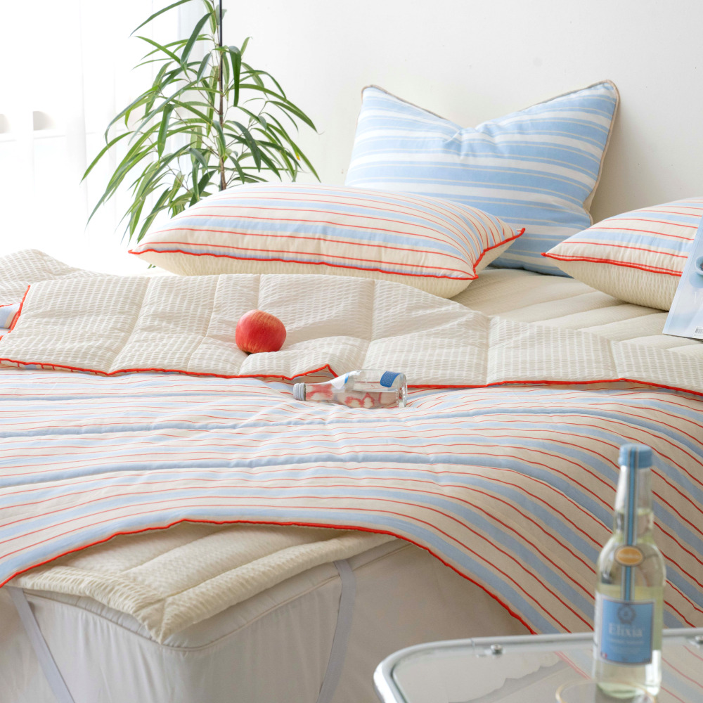 AT 코튼 쿨 스트라이프 60수 시어서커 순면 여름 시원한 땀 침구 세트