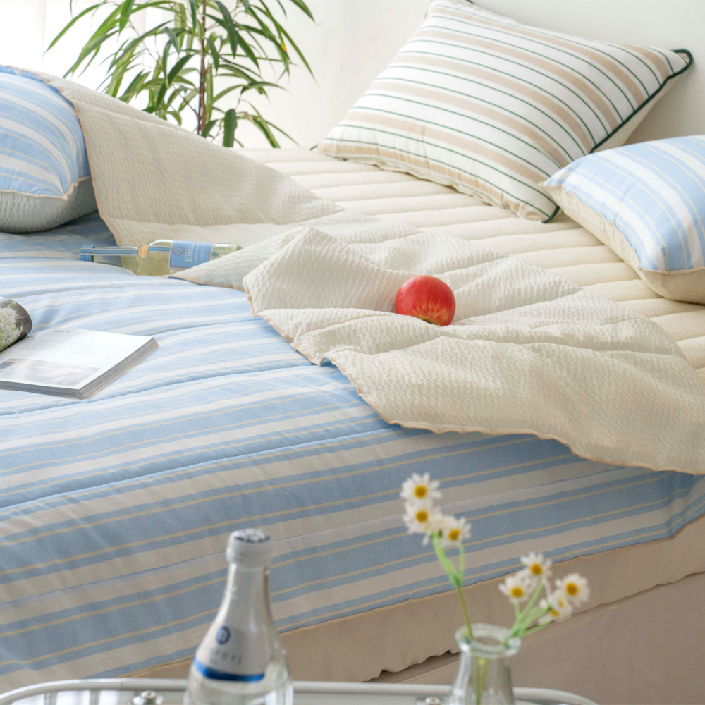 AT 코튼 쿨 스트라이프 60수 시어서커 순면 여름 시원한 땀 침구 세트