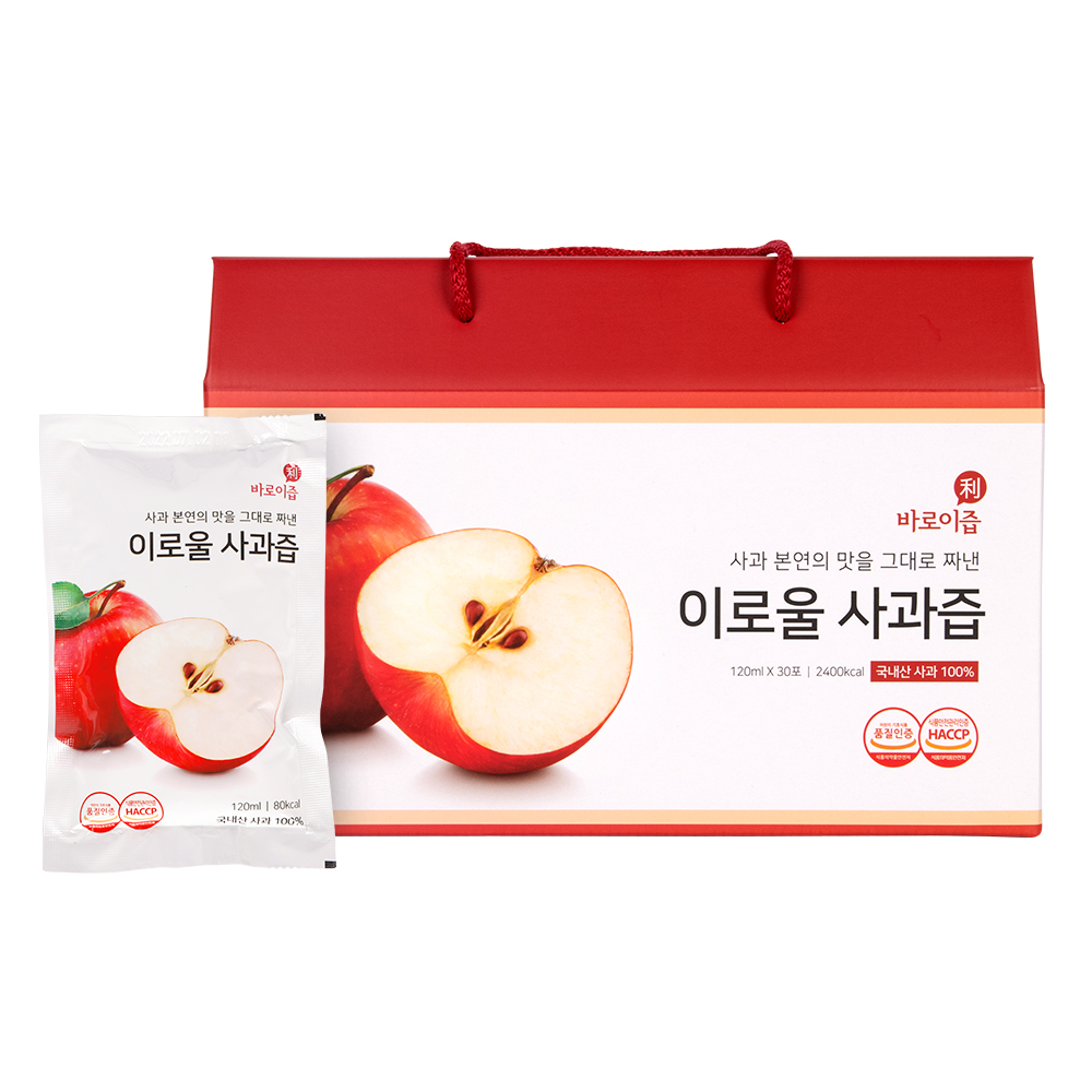 바로이즙 이로울 사과즙 120ml 30포 x 1박스 2박스 선택 대표이미지 섬네일