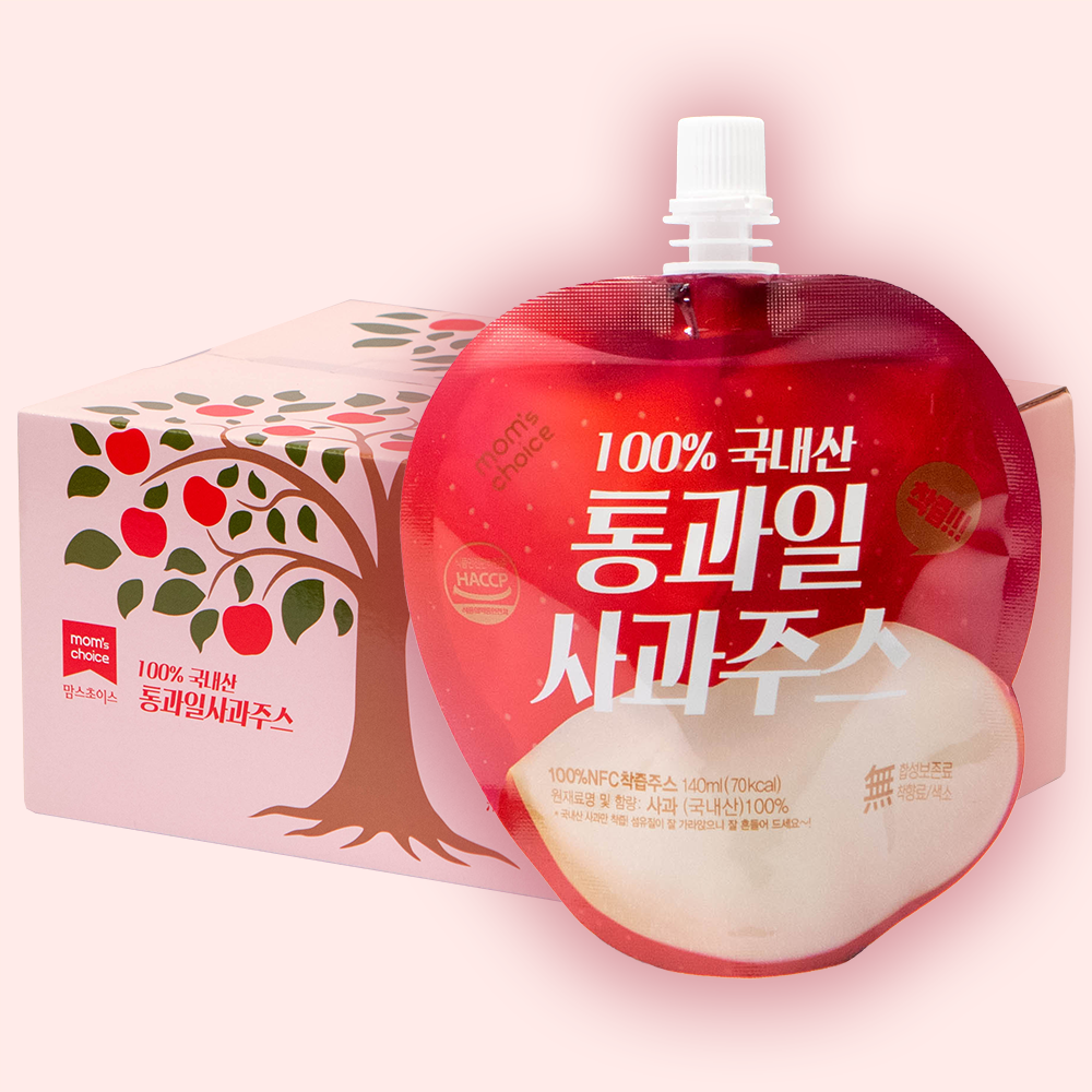 맘스초이스 100% 국내산 통과일 사과주스 140ml x 40팩 대표이미지 섬네일