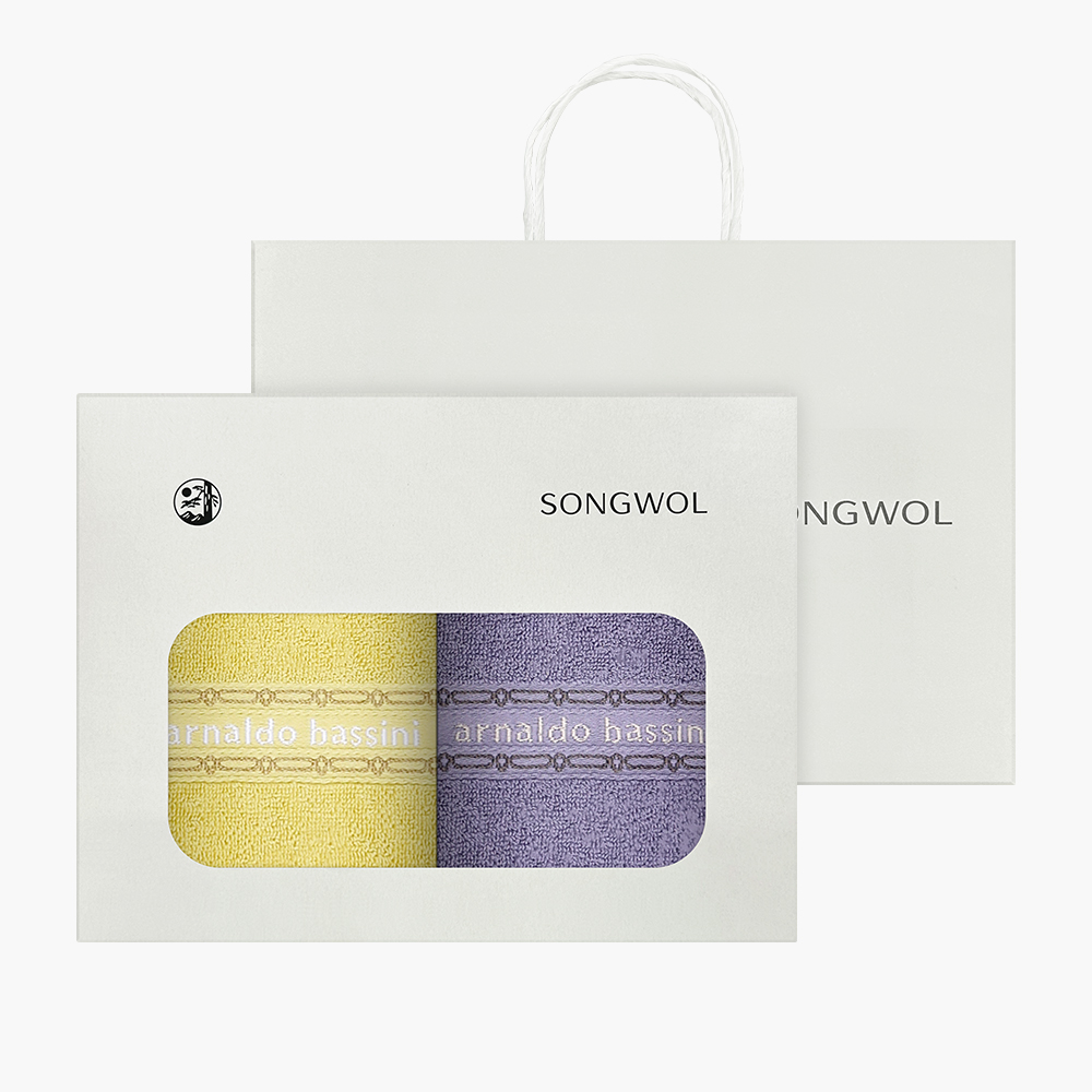 송월타올 AB 체인 140g 2매 선물세트(쇼핑백) 세면타올 기념수건 답례품