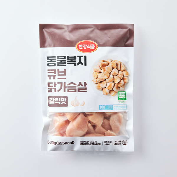 동물복지 갈릭맛 큐브닭가슴살(500g)