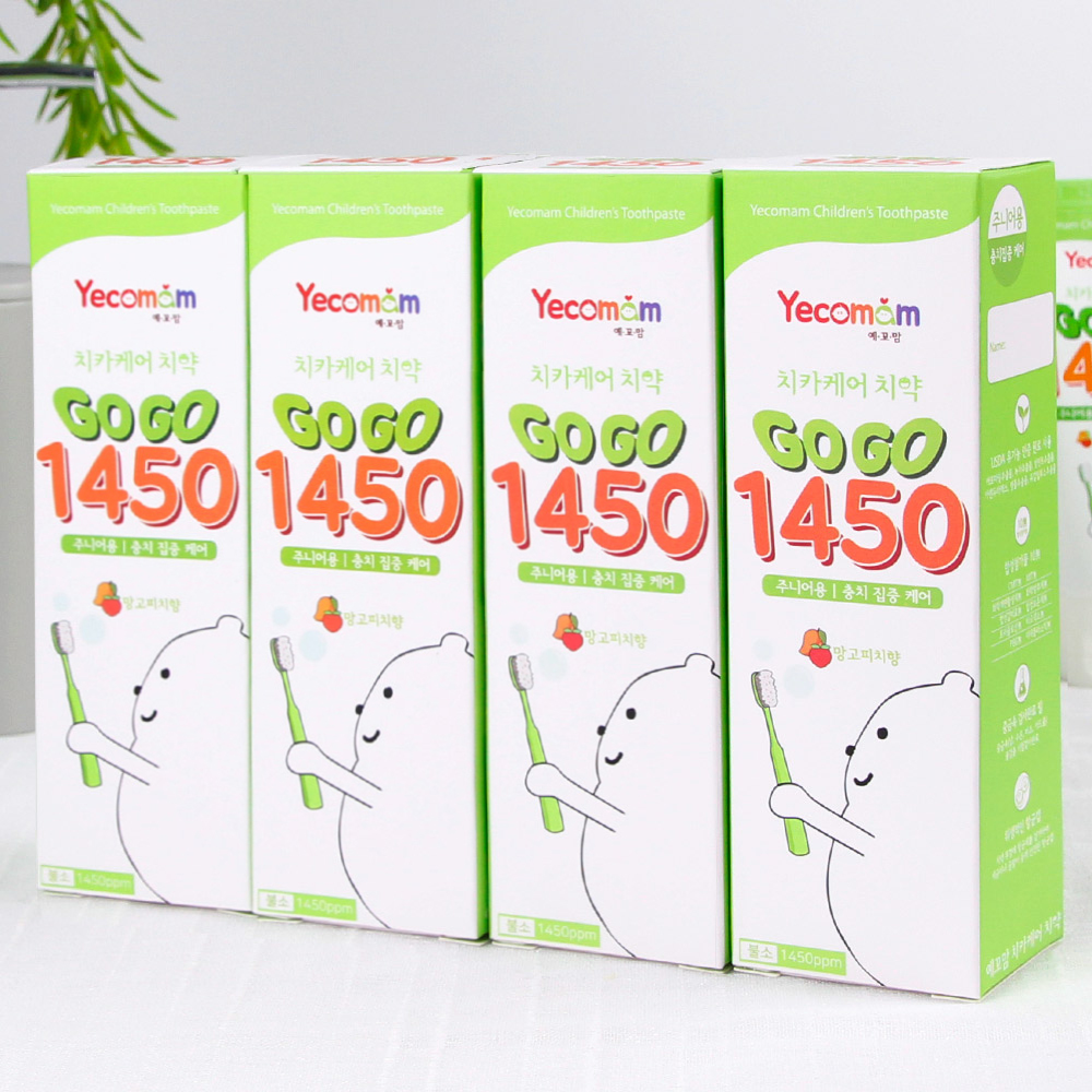 예꼬맘 고고 불소 1450 어린이 치약 60g 4개