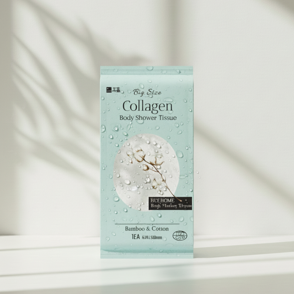 휴홈 대나무 순면 물없이 샤워티슈 10매 특대형