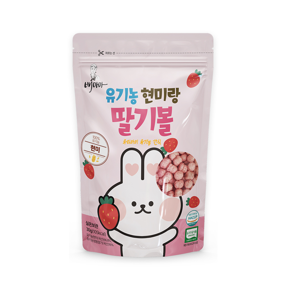 배마마 유기농 쌀과자 8종 스틱 볼 검은콩 고구마 바나나 딸기 블루베리