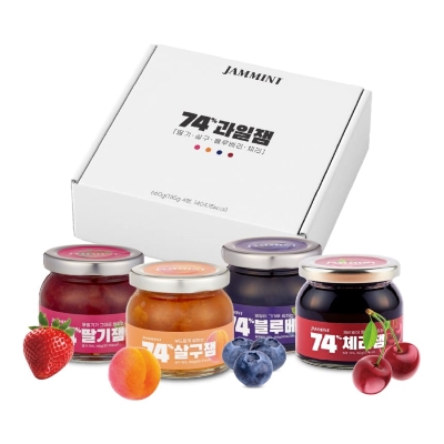 [무료배송] JAMMINT 74% 과일잼 4종 선물세트 (딸기, 살구, 블루베리, 체리) 대표이미지 섬네일