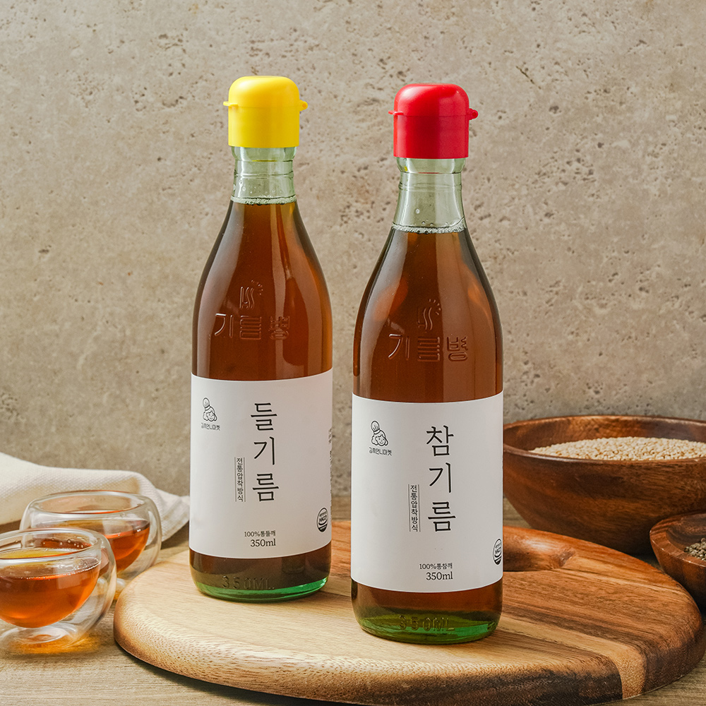 저온압착 방앗간 통참깨 참기름 들기름 350ml 1회착유 김씨언니마켓