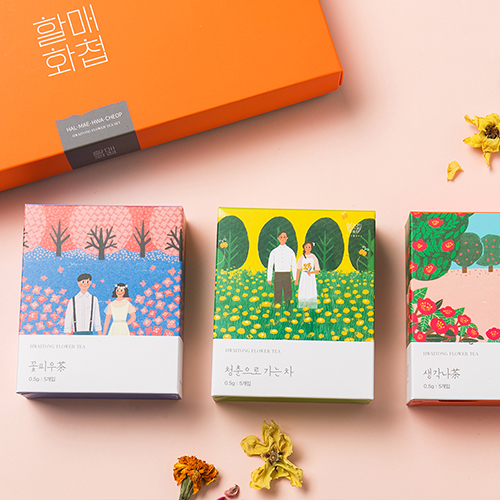할매화첩 건강꽃차 3종 티 선물세트 국내산 고급답례품
