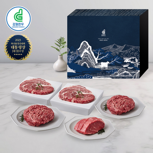 강원한우 종합세트 2호, 1+등급 이상, 총 1kg(등심 200g 2팩, 불고기 200g 2팩, 국거리 200g 1팩) 대표이미지 섬네일