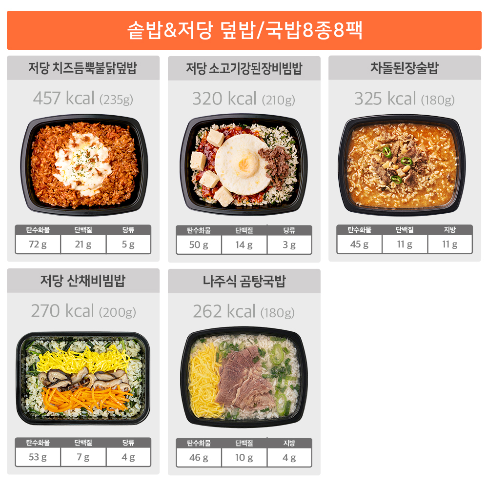 굿스푼 당뇨식단 솥밥 3종 6팩 양많은 간편 고기 비빔밥 덮밥 잡곡밥 곤약밥 도시락