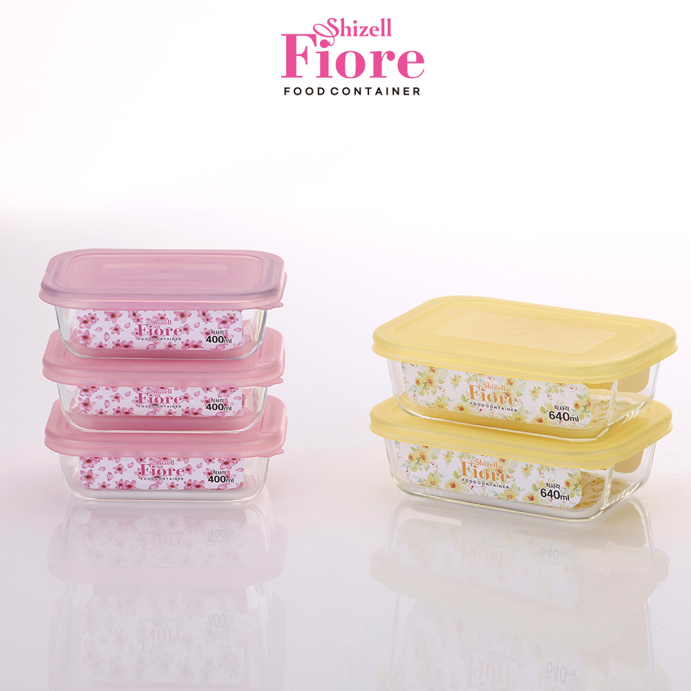 쉬젤 피오레 내열용기 직사각 5종세트 (400ml*3+640ml*2) 식세기가능
