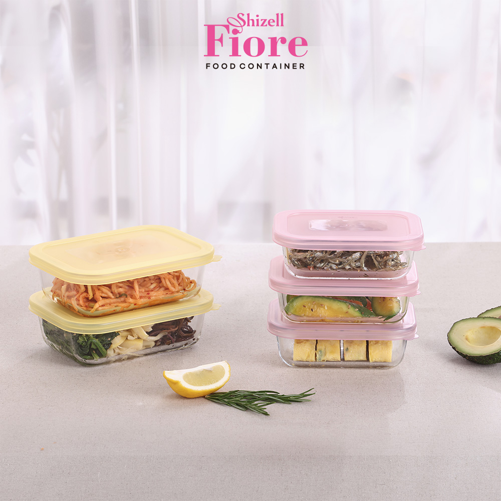 쉬젤 피오레 내열용기 직사각 5종세트 (400ml*3+640ml*2) 식세기가능