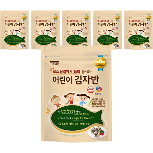 바다원 어린이 김자반 40g, 오리지널,  6개 c