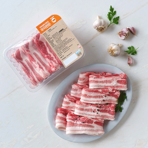 미사용/[1kg*2팩]무항생제  한돈 구이용(삼겹살)