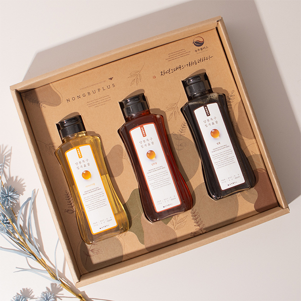 농부플러스 국산 토종꿀 아카시아꿀 밤꿀 잡화꿀 500g 3구선물세트