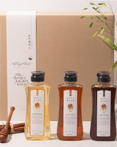 농부플러스 국산 토종꿀 아카시아꿀 밤꿀 잡화꿀 500g 3구선물세트 대표이미지 섬네일