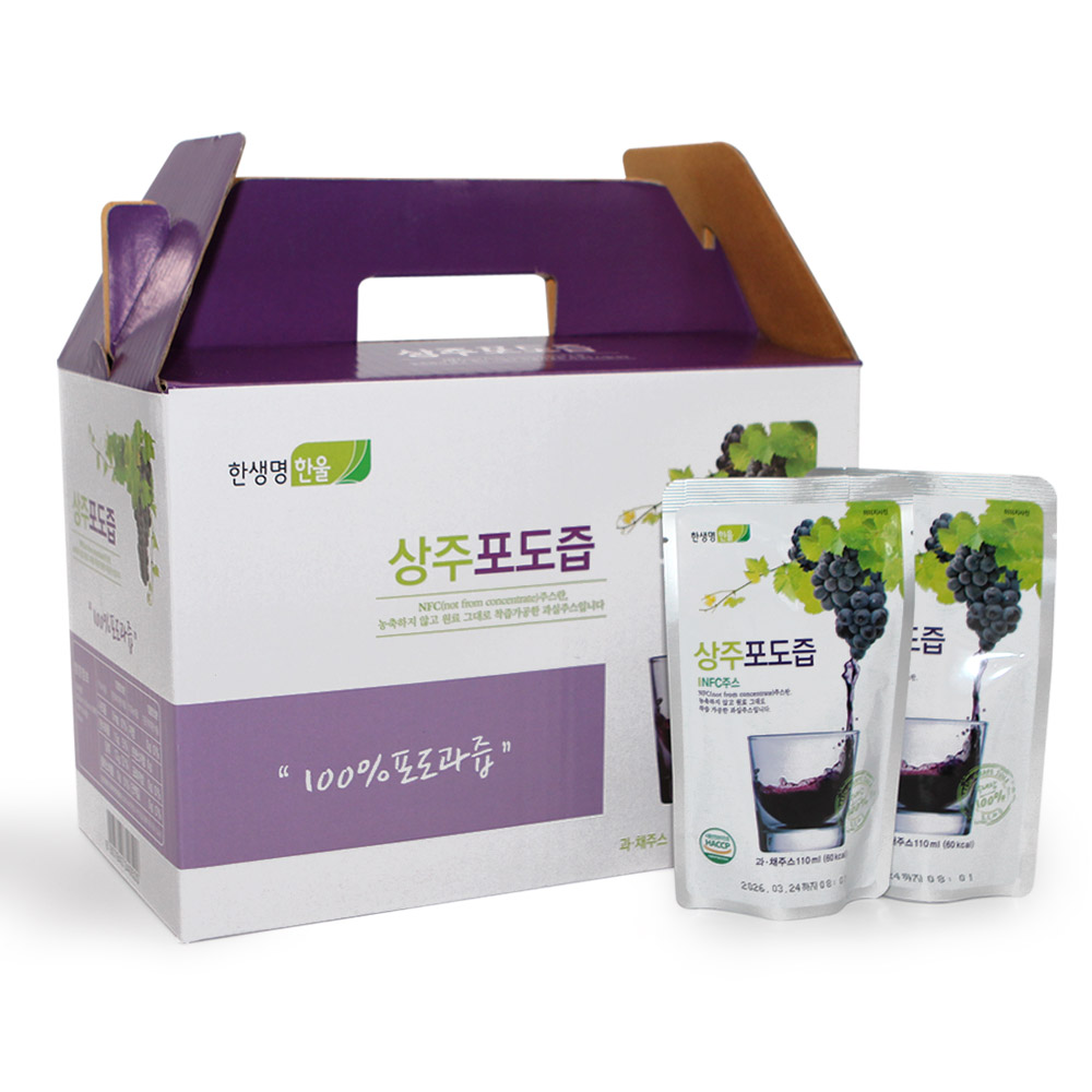 상주 팔음산 포도즙 원액 100% 포도주스 110ml (50팩/100팩)