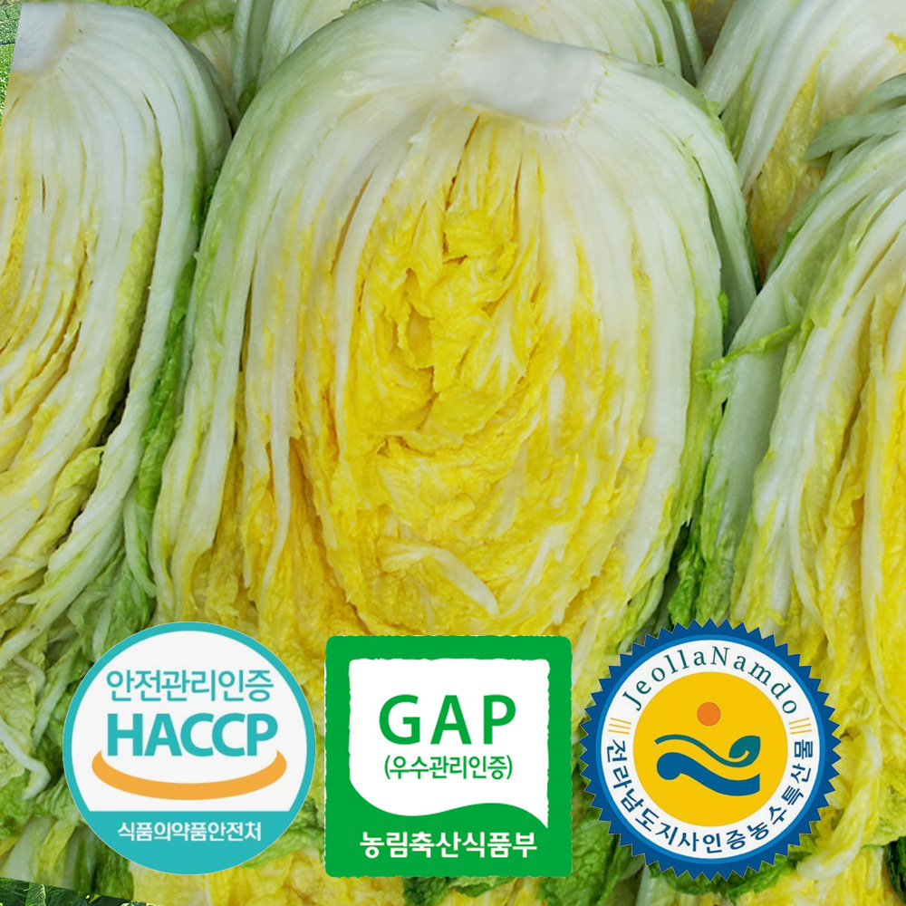 [예약배송] 3개인증 GAP HACCP 전남도지사인증 직접 기른 해남 절임배추 20kg 국내산 천일염 7-10포기