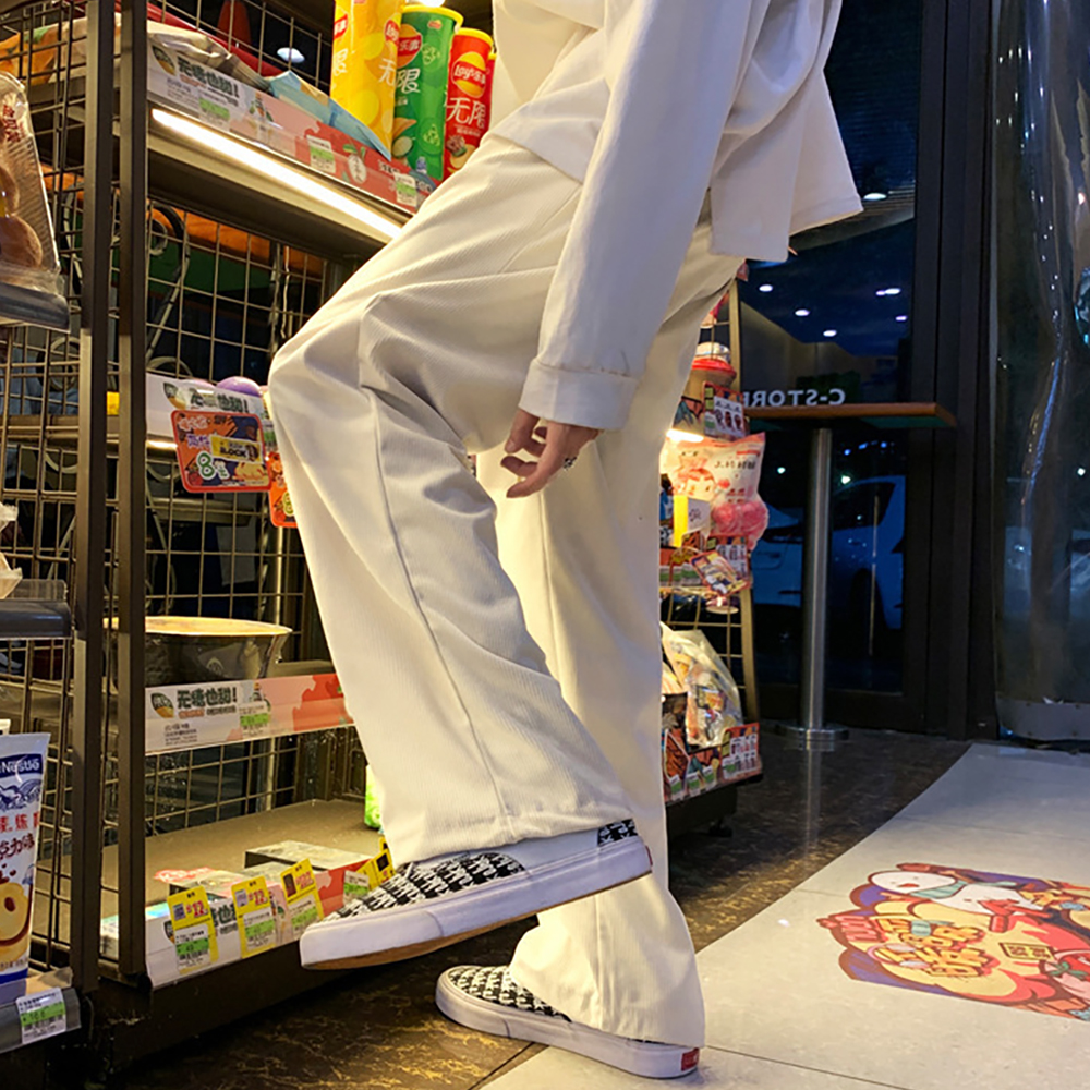 왕기모 5종 코듀로이 양털기모골덴 와이드팬츠 커플룩 부드러움과 따뜻함 트레이닝 일상복 남여공용 밴딩팬츠