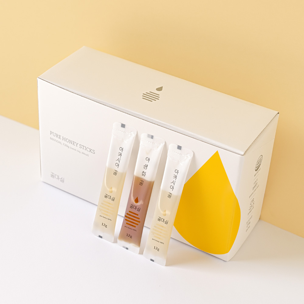 꿀마실 천연벌꿀 3종 혼합 꿀스틱 12g 60개(아카시아꿀, 야생화꿀, 밤꿀)