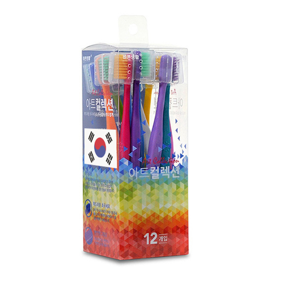 바른생활 아트컬렉션 칫솔 초극세모 12입(12색) 대표이미지 섬네일