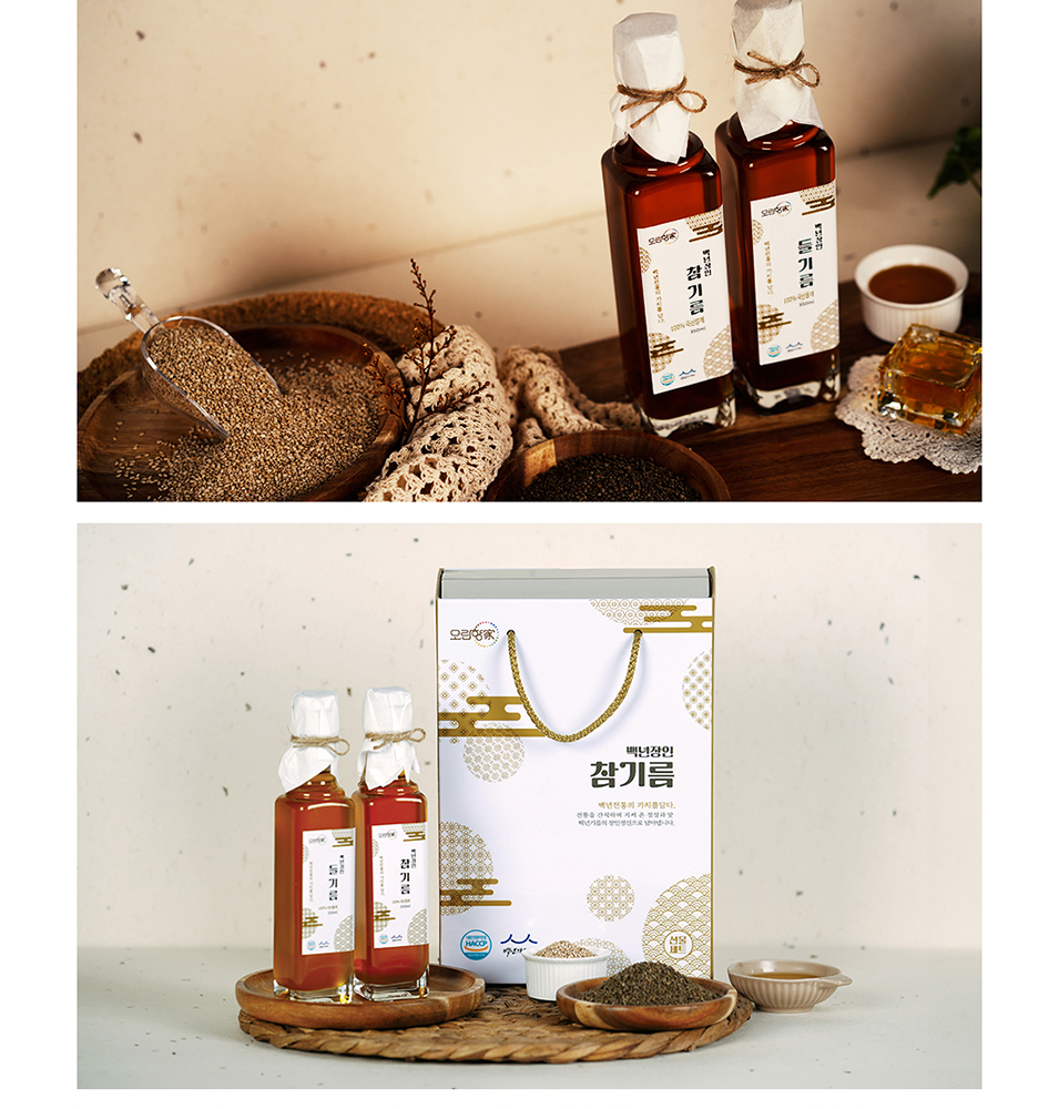 모란향가 저온압착 국내산 참기름 들기름 250ml  set